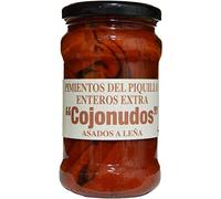 Pimientos Del Piquillo Cojonudos Enteros Extra. Asados a la Leña. Producto de España. Peso Neto. 290 Gr. (Pack 3 botes).