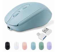 PiMivco Ratón Bluetooth inalámbrico recargable, silencioso, portátil, delgado (azul) para portátil/iPad/MacBook Pro/Air, PC/Surface Pro/Lenovo/Samsung Table
