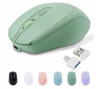 PiMivco Ratón inalámbrico recargable, mouse Bluetooth para laptop/iPad/MacBook Pro/Air, mouse silencioso para PC/Surface Pro/Lenovo/Samsung, mouse portátil delgado para computadora (verde)