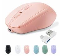 PiMivco Ratón inalámbrico recargable, mouse Bluetooth para portátil/iPad/MacBook Pro/Air, mouse silencioso para PC/Surface Pro/Lenovo/Samsung Tabla, mouse portátil delgado para computadora (rosa)