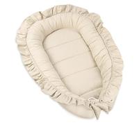 PIMKO Nido de bebé con Volantes Recién Cunas Nido para bebés Reductor de Cuna 100% Algodón babynest (Beige)