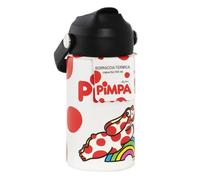 Pimpa - Botella térmica oficial de pimpa, botella con pajita para niños y niñas, ideal para la escuela, deportes y excursiones, cómoda de llevar en la mochila, 6,5 x 17 cm, 350 ml