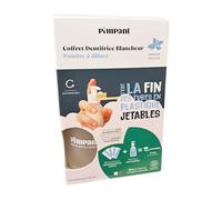 PIMPANT Pasta de dientes blanca recargable en polvo para diluir - Kit botella de cristal con bomba + 4 recargas de menta fresca - pasta de dientes ecológica sin tubo de plástico - 80 ml por recarga