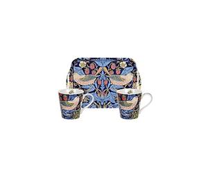 Pimpernel Juego de Taza y Bandeja Azul Strawberry Thief, Porcelana, Multicolor, 3 Count (Pack of 1)
