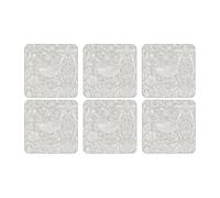 Portmeirion Home & Gifts The Original Co-Pure Morris Strawberry Thief - Juego de 6 Posavasos con Parte Trasera de Corcho, Madera, Multicolor, 10,5 x 10,5 cm