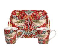 Portmeirion Home & Gifts Juego de taza y bandeja Strawberry Thief Red (Rojo)