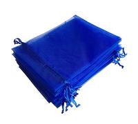 Pimuza Paquete de 50 bolsas de regalo de 4 x 6 pulgadas, color azul real, tela transparente de organza, material resistente, organizador de cordón para recuerdos de baby shower, celebración, iglesia,