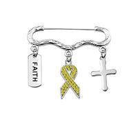 Pin amarillo de la cinta de la conciencia del regalo para la endometriosis/el cáncer de vejiga/la prevención del suicidio/el cáncer de hueso, Acero inoxidable, Sin gemas.