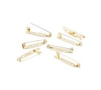 Pin backs, 10 unids/lote Broche Clip Base Pines Broche Base en blanco for DIY Joyería Fabricación Suministros(Gold2,15 mm)