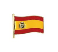 Pin Bandera de España Ondeante en Mástil con Escudo Nacional | Aleación Zamak + Esmalte a Color | 3,5x2 cm | Ligero y Resistente | Broche de Solapa con Enganche Mariposa | Accesorio Ideal Patrióticos