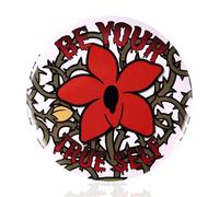 Pin Be Your True Self, 58x58mm con Forma de Enredadera Flores Devoradoras de Hombres Insignias Redondas Broche Incentivo Artículos para Fiestas Celebraciones Regalos Especiales (Blanco)