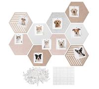 Pin Boards for Walls - Modern Felt Wall Tiles, Hexagon Pin Board with 20 Decorative Push Pins, Photo Display Board, Anti-Fade Pinboard, Self Adhesive Cork Panel Alternative for Office Bedroom School