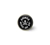 Pin - Broche para hombre, diseño de Goonies Never Say Die Jewelry, joyería de Tardis, regalo de fiesta de boda geek, padrinos de boda, Metal