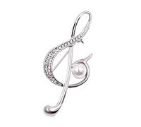 Pin clave de suelo plateado Rhinestone cristal blanco y perla perla., Metal, Metal