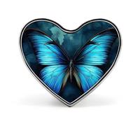 Pin con diseño de mariposa azul, insignia redonda de metal personalizada para mochilas y ropa - Broche de solapa con foto personalizada, regalo de la naturaleza