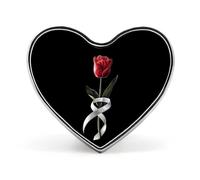 Pin con forma de corazón de tulipanes rojos y cinta gris, bonito broche, insignia, sombrero, ropa, joyería, accesorios para bodas y fiestas.