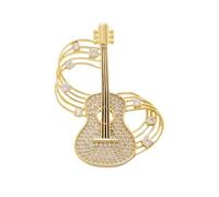 Pin con forma de guitarra de diamantes de imitación de moda con mecanismo unisex accesorio de solapa para conciertos, fiestas, uso diario, liberación rápida, pin de moda musical, One Size, Como se