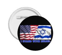 Pin con la bandera de Estados Unidos "I Stand With Israel" (Apoyo a Israel) Insignia redonda con botón Medalla Broche Artículos para fiestas Decoración navideña