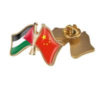 Pin Con La Bandera Patriótica De China Y Palestina - Broche De Solapa Con La Bandera Patriótica De Cristal Novedoso Regalo Creativo Para Corbata