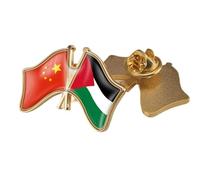 Pin Con La Bandera Patriótica De China Y Palestina - Broche De Solapa Con La Bandera Patriótica De Cristal Novedoso Regalo Creativo Para Corbata
