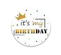 Pin con texto en inglés "It's My Birthday", 5.8 cm para mujeres y hombres, pin de cumpleaños para niñas y niños, insignia blanca y dorada, regalo de cumpleaños para 10, 15, 18, 20, etc, 2.3inch,