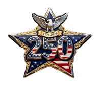 Pin conmemorativo del 250 aniversario de Estados Unidos, pin de solapa acrílico de cumpleaños de Estados Unidos, broche de patriota histórico 1776-2026, 4.5 x 3.5 cm, Plástico