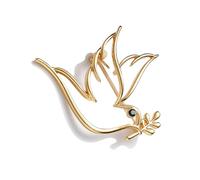Pin contemporáneo de palomas huecas que simboliza la paz, vintage, de aleación, ideal para chaquetas, abrigos, vestidos, broche de rama calada, talla única, como se describe