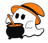 Pin de aleación con diseño festivo de espectros blancos y calabaza, decoración de fiestas de Halloween, joyería de disfraces, estilo casual de Halloween, talla única, como se describe