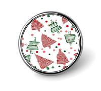 Pin de aleación de aluminio redondo con diseño de árbol de Navidad, puntos rojos y verdes, gnomo mágico, nube, estrellas y diamante. Broche decorativo para chaquetas, mochilas, sombreros y camisas. Ac