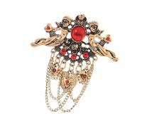 Pin de ángel ornamental de estilo victoriano con dije de corazón brillante y elegante adorno de ropa con movimiento de flecos