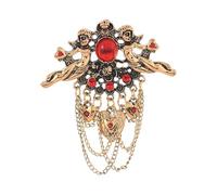 Pin de ángel ornamental de estilo victoriano con dije de corazón brillante y elegante broche llamativo de aleación con movimiento de flecos
