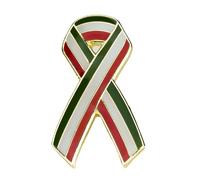 Pin de bandera de cinta verde, blanca y roja, talla única, Metal