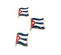 Pin de bandera de país esmaltado de Cuba, paquete de 3, talla única, Metal