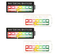 Pin de batería social, 4 unidades My Social Battery Pin, agujas de humor interactivas, divertido broche para el estado de ánimo social durante 7 días (blanco y negro)