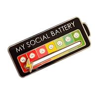Pin de batería social para mujeres y hombres, 2023, rectangular, divertido, esmaltado, estético, My Social Battery creativo, pin de solapa deslizante, esmalte funcional, pin de estado de ánimo