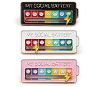 Pin de batería social, pin deslizante de batería social para introvertidos, pin esmaltado ajustable y divertido rastreador de estado de ánimo, bonitos pines de insignia para mochilas, bolsas y ropa
