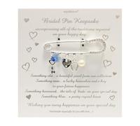 Pin de boda chapado en plata en caja de regalo para la novia, color azul 4917, 6cm, Metal