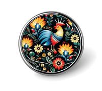 Pin de botón con diseño de arte popular polaco de 2,5 cm, pines de solapa de metal personalizados, broche redondo ligero, insignias de botón elegantes, pines esmaltados divertidos para camisas, chaq
