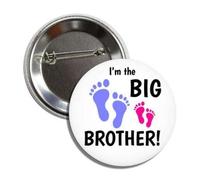 Pin de botón con diseño de huellas de bebé I'm the Big Brother, Metal, Metal