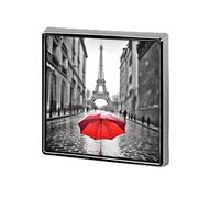Pin de botón con forma de paraguas rojo de la Torre Eiffel, insignia cuadrada de metal para ropa y bolsos - Broche de solapa estilo esmalte, regalo de viaje a París