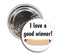 Pin de botón con texto en inglés "I Love a Good Wien", Metal, Metal