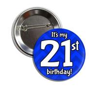 Pin de botón con texto en inglés "It's My 21st Twenty First Birthday", Metal, Metal