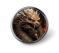 Pin de botón de dragón dorado sobre fondo rojo de 1 pulgada, pines de solapa de metal personalizados, broche redondo ligero, insignias de botón elegantes, pines esmaltados divertidos para camisas