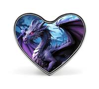 Pin de botón de dragón morado y luna, insignia redonda de metal personalizada para ropa y bolsos - Broche de solapa con foto personalizada, regalo de fantasía