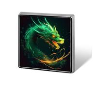 Pin de botón de dragón verde, insignia cuadrada de metal para mochila y ropa - Broche de solapa estilo esmalte, regalo fantástico