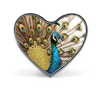 Pin de botón de pájaro pavo real, insignia redonda de metal personalizada para mochilas y ropa - Broche de solapa con foto personalizada, regalo exótico
