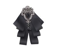 Pin De Broche De Reverencia Pre Atado Vintage Mujeres Rhinestones Rhinestones Bowtie Corsages Camisa Jabot Collar Bowknot Clip Rehinestones Ríndono