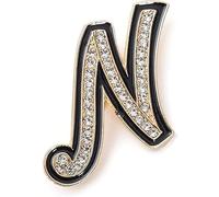 Pin de broche inicial para las mujeres, alfabeto oro letra broche A-Z con cristal, Pin de metal para sombrero bolsa traje accesorio para hombres (T)