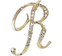 Pin de broche inicial para las mujeres, alfabeto oro letra broche A-Z con cristal, Pin de metal para sombrero bolsa traje accesorio para hombres (O)