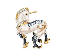 Pin de caballo blanco de cristal brillante, diseño de aleación ligera, perfecto para atuendos, accesorios de noche